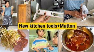 Low budget kitchen tools! Champaran Mutton curry on Sunday I My new cake pan & hand whisk