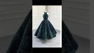 #viral Green short gowns for girls #fashionlovers