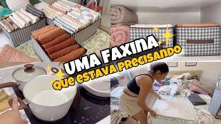 FAXINA E ORGANIZAÇÃO- ORGANIZEI AS ROUPAS DE CAMA + DICAS DE LIMPEZA E ORGANIZAÇÃO, USEI AS PANELAS