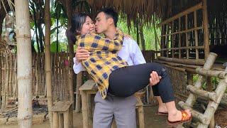 Orphaned girl Ly Tieu Nuong, overjoyed to receive her first kiss from Chung and a gift