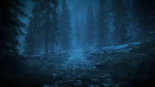 Skyrim - Night Rain Ambiance 2 (ambient music, raindrops, crickets, trees)