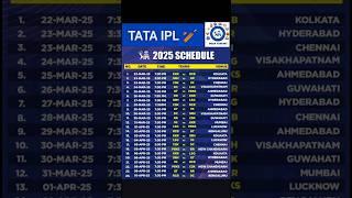 TATA IPL Schedule 2025||ipl schedule || tata ipl ||ipl 2025 time tables|| ipl2025
