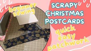 DIY Patchwork Christmas Postcards | Scrap Fabric Sewing Project | Easy Handmade Christmas Cards