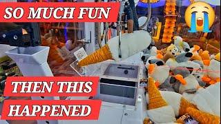 FILEY'S ONLY ARCADE .HOW UNLUCKY this happened, lol. uk 2p,claw machines / pushers.fun,holiday