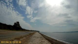 Time-lapse, clouds, sky, sun, road, cars