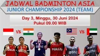 Jadwal Badminton Asia Junior Championship 2024 (Team) │ Day 3 / Indonesia vs India │