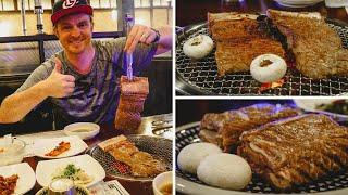 GALBI (갈비) - Eating delicious KOREAN BARBECUE BEEF RIBS in Seoul, Korea