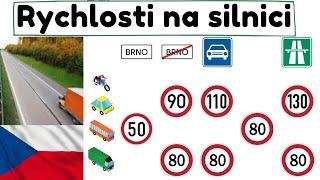 RYCHLOSTI V ČR (AUTOŠKOLA): Maximální rychlosti na silnicích [v obci, mimo obec na dálnici] LIMITY