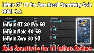 Infinix GT 10 Pro Zero Recoil Sensitivity Code BGMI 3.2 | Best Sensitivity for all Infinix Devices