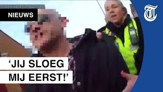 Man timmert vrouwelijke agent in elkaar