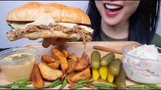 PORK PHILY CHEESESTEAK (ASMR EATING SOUNDS) LIGHT WHISPERS | SAS-ASMR