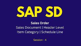 SAP SD Sales Order | Sales Document | Header Level | Item Category | Schedule Line Category Tutorial