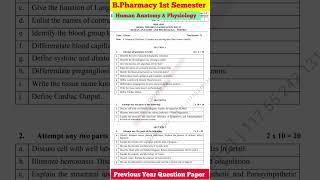 B. Pharmacy 1st Semester | HAP Question Paper (2022)