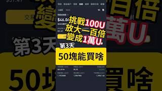 挑戰100U放大100倍變成1萬U 第3天 50塊能買啥 | Challenge: Making 100 to 10,000 USDT Day 2 #加密貨幣 #btc #eth #trading