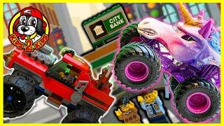 Monster Jam Toys - SPARKLE SMASH Police LEGO MONSTER TRUCK Heist! (AVENGERS Hulk & Spider-Man)