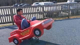 Jared rides a car