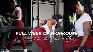 FULL WEEK OF WORKOUTS DAY 2: BACK AND BICEPS