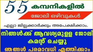 നിങ്ങൾ തേടുന്ന ജോലി കമന്റ് ചെയ്യൂ-55 കമ്പനികളിൽ ജോലി ഒഴിവുകൾ|Kerala job vacany today|job vacany 2022