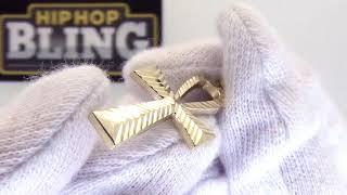 Medium Ankh Cross Pendant Diamond Cut 10K Yellow Gold | Hip Hop Jewelry