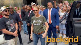 Celine Dion greets fans departing her hotel in New York, NY 2024