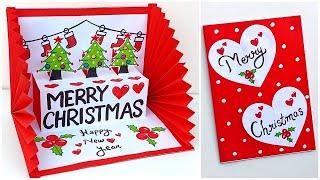 DIY Merry Christmas pop up card 2024 / Handmade Christmas greeting card / 3D Christmas card