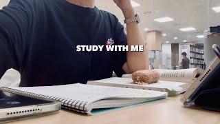 ️4-HOUR Study With Me library korea No music, Real sound, note taking, ASMR,Pomodoro 50/10