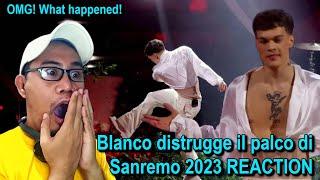 Sanremo 2023 - Blanco non sente la sua voce e distrugge il palco REACTION