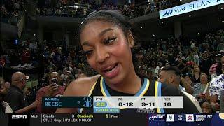 Angel Reese interview after MONSTER game (25pts/16reb) in Chicago Sky win vs Indiana Fever | WNBA