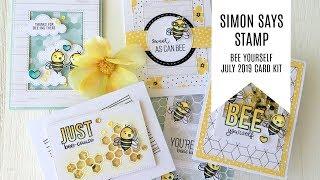 5 Cards - 1 Kit / Simon Says Stamp Card Kit / July 2019 Bee Yourself