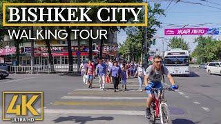 Exploring Bishkek City, Republic of Kyrgyzstan - 4K Urban Walking Tour with Real City Sounds