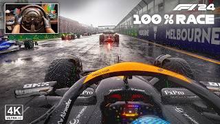 Oscar Piastri's McLaren MCL 38 - F1 24 100 % Race Australian GP | Steering Wheel Gameplay