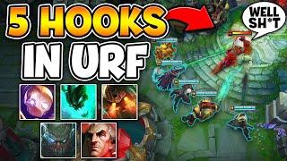 FIVE HOOK CHAMPS IN URF IS HILARIOUS! WE HOOKED THEM FROM FOUNTAIN TO FOUNTAIN