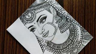 How to draw a Beautiful Traditional bride very easy | Girl drawing | Pencil Sketch