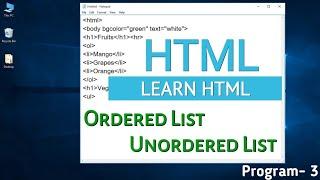 Ordered and Unordered List in HTML