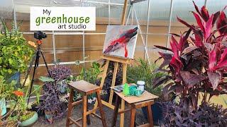 My greenhouse art studio | first time using it!!