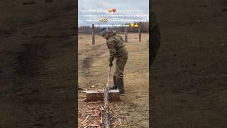 Готовим жерди 🪓 стройка забора  #фермерскоехозяйство #якутия #ферма #крс