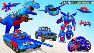 Police Dino Tank Car Jet Robot Games 2022 - Android iOS Gameplay