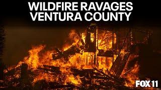 Officials provide an update on the massive wildfire burning in Ventura County