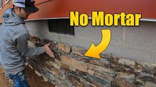 Stone Veneer on Foundation DIY with Adhesive