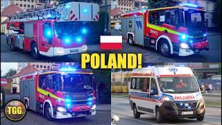 *RUMBLER & AIRHORN!* [Poland] Warsaw Fire Trucks & Ambulances Responding With Lights & Siren!