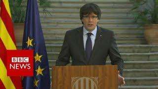 Catalan ex-leader Carles Puigdemont vows to resist takeover - BBC News