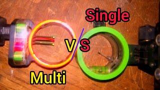 Single pin vs. Multi pin bow sight.