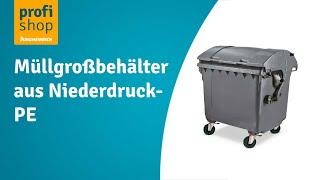 Müllgroßbehälter aus HDPE, 1.100 Liter, gem. DIN EN 840-2, mit 4 Lenkrollen, anthrazit