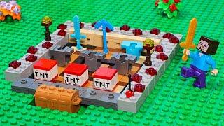 How I Crafted 10.000 Items & Defend Villager Base - LEGO Minecraft Animation
