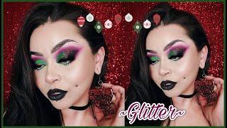 Green & Burgundy Glitter Eyes | Sydney Nicole