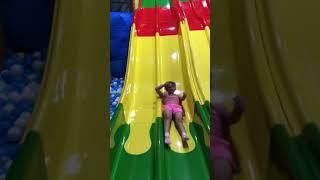 Zaya play on the biggest slider at playground yippee yippee