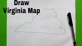 Learn how to draw map of Virginia (USA)
