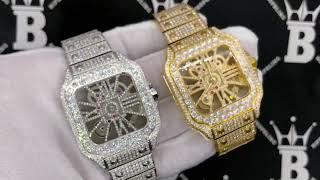 Skeleton Iced Out Baller Square CZ Bust Down Watch | Hip Hop Bling