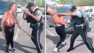 Karen Gets KNOCKED OUT COLD After POWER PUNCH From Cop!