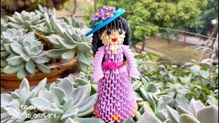 DIY paper princess doll , making doll | Tutorial de muñeca de origami en 3D